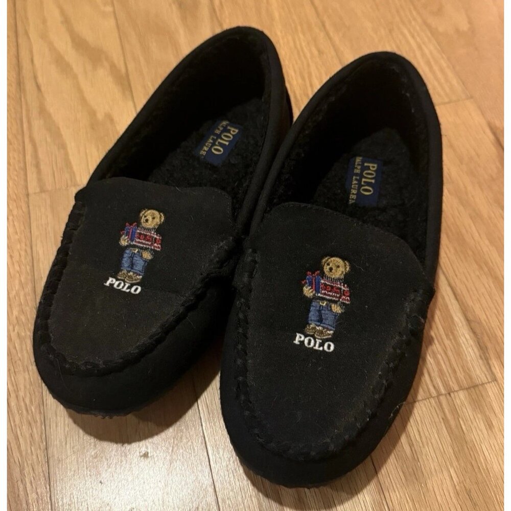 Polo Ralph Lauren Women's Genuine Suede Collins Bear Moccasins Navy Size 5